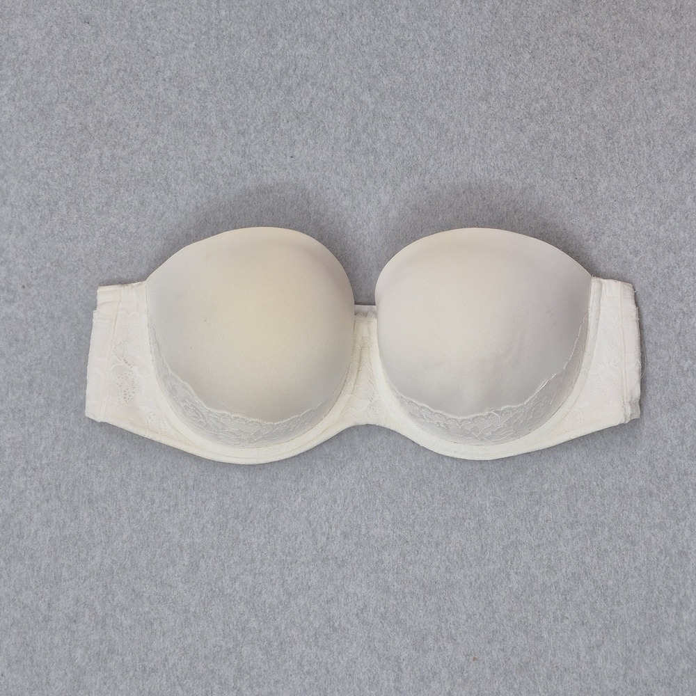 Torrid Curve Women Bra 42DDD White Push Up Underwired Lace Strapless